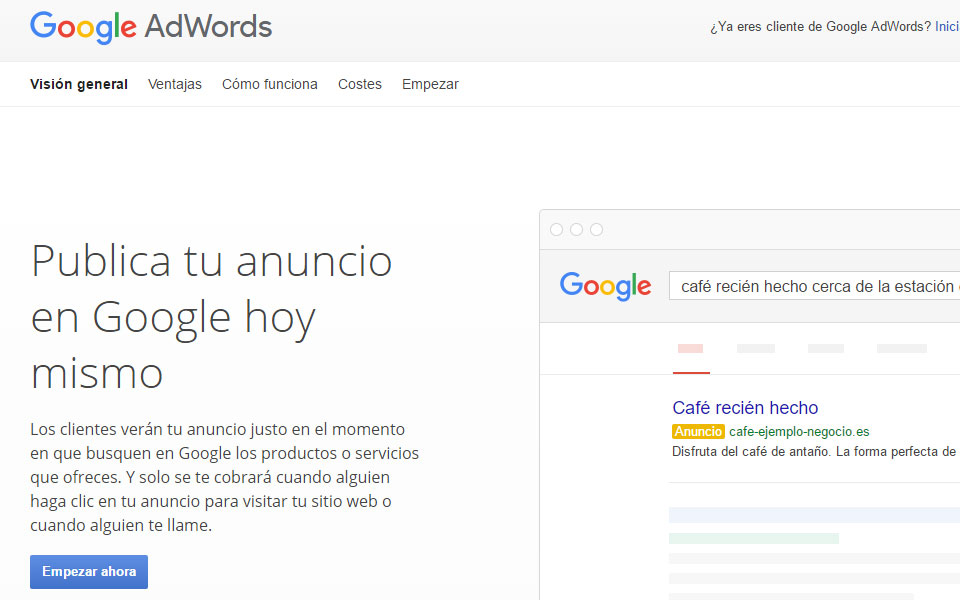 Campaa en Google Adwords