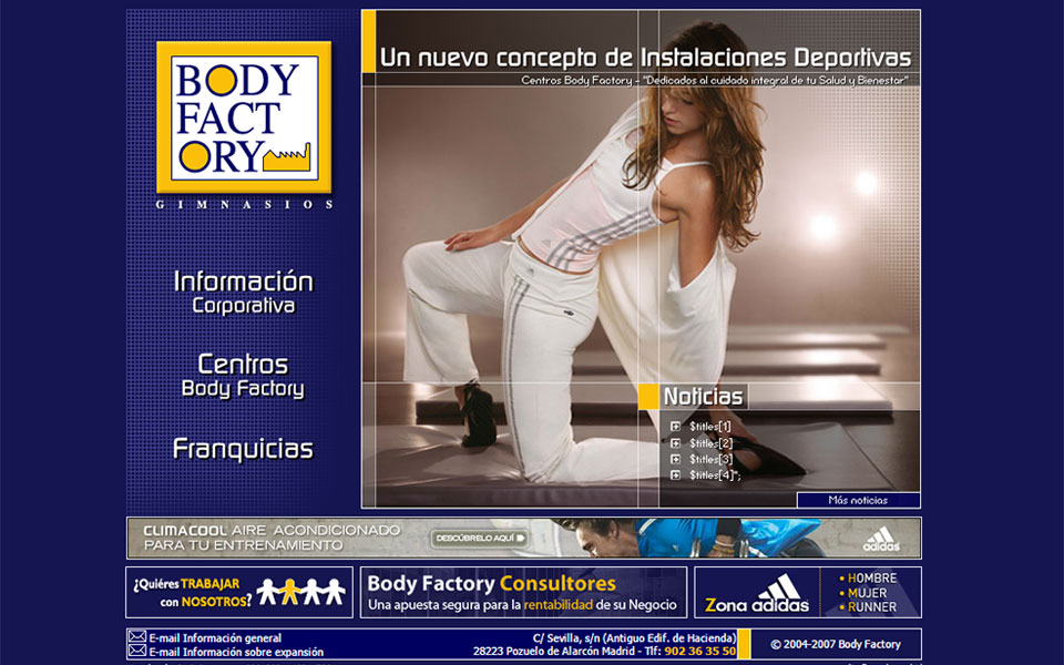 Página Web Corporativa de Body Factory 2004