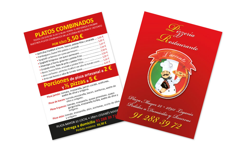 Diseo e Impresin Flyers A6 Restaurante Italiano