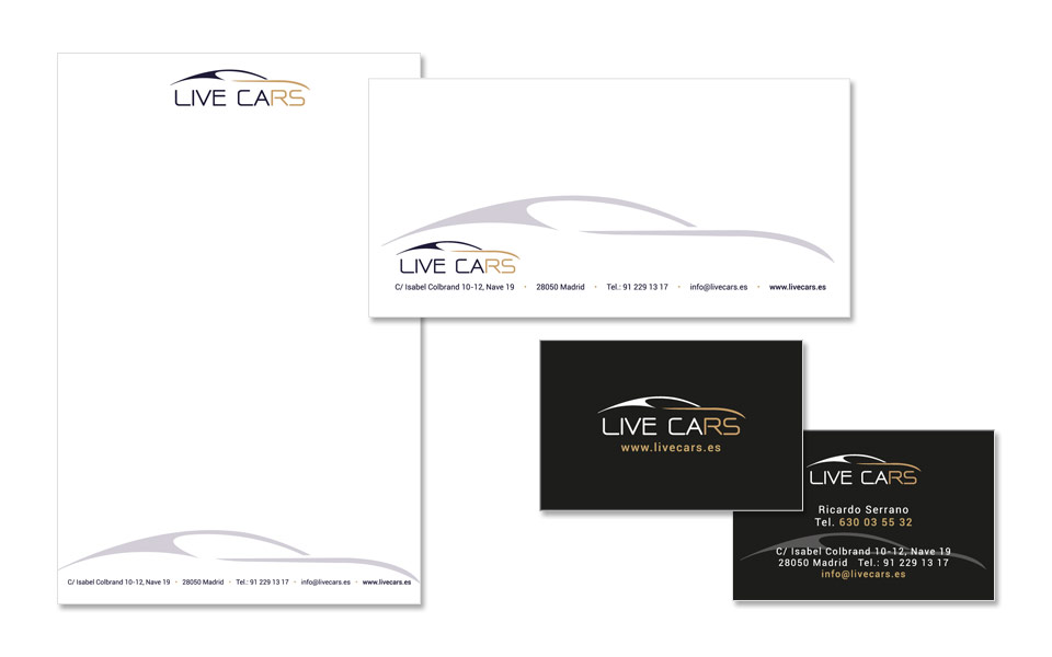 Diseño papelería - imagen corporativa Live Cars